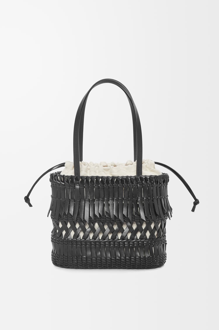 LOEWE Fringe Square Basket bag in calfskin Black