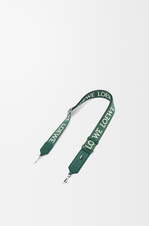 LOEWE 提花布和牛皮革 Anagram 包带 常青色