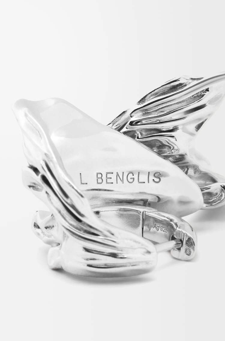 LOEWE Pleated Fan hoop earrings in sterling silver Silver