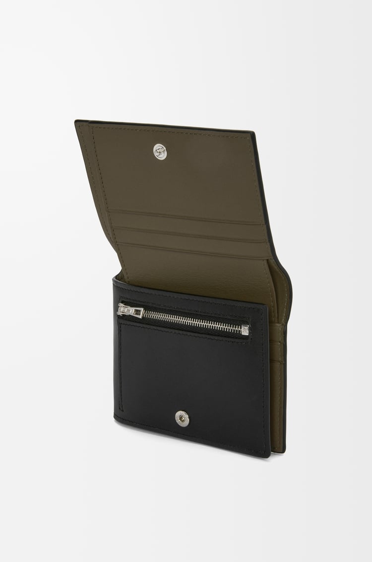 LOEWE Folded wallet in shiny nappa calfskin Black/Dark Khaki