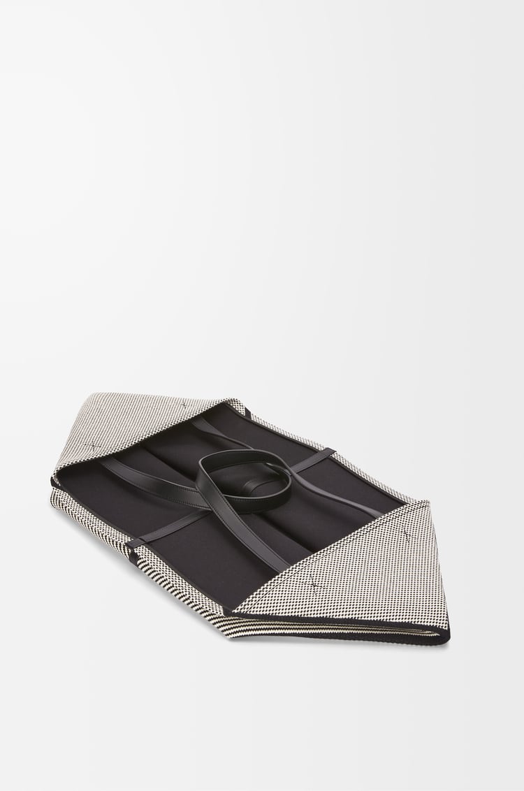 LOEWE XXL Puzzle Fold tote in canvas jacquard and calfskin Natural/Black