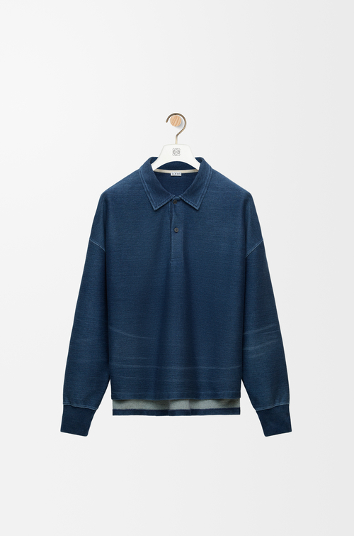 LOEWE Polo sweatshirt in cotton Indigo Blue