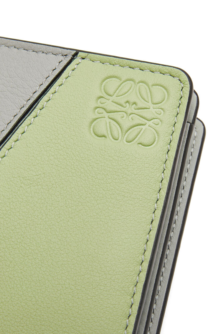 LOEWE Puzzle compact zip wallet in classic calfskin Ash Grey/Light Celadon
