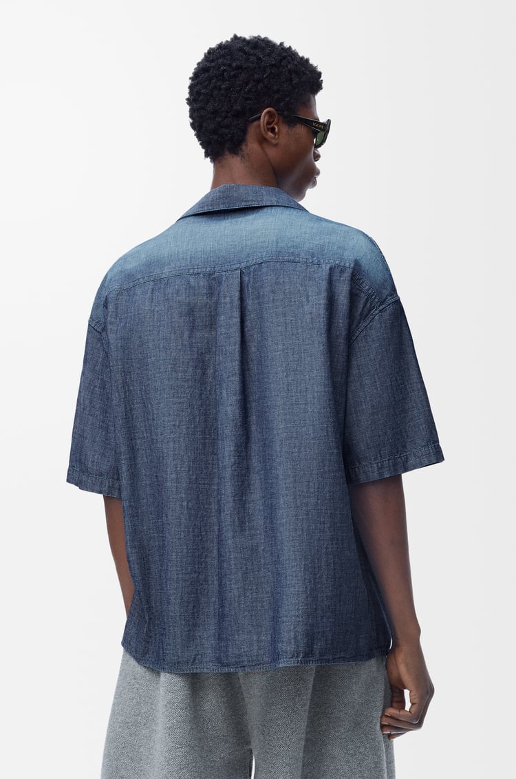 LOEWE Short sleeve shirt in cotton Washed Blue