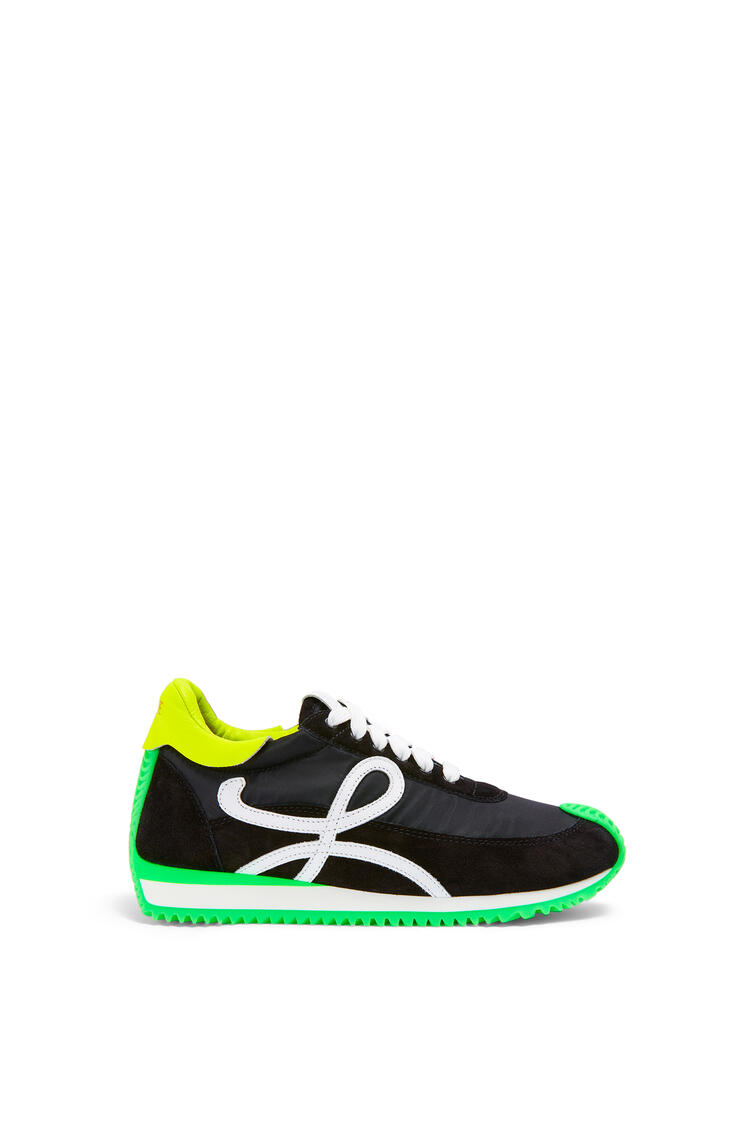 LOEWE 尼龙和绒面革 Flow 运动鞋 Black/Neon Green pdp_rd