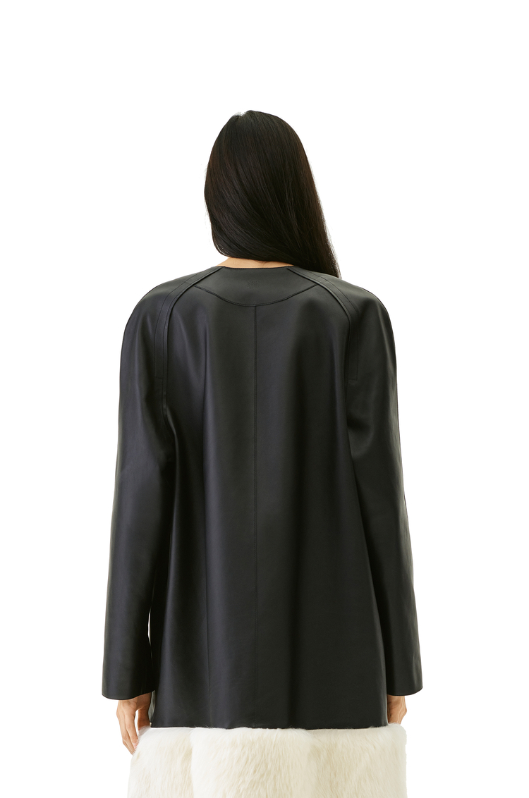 LOEWE SHEARLING TRIM COAT Black/White
