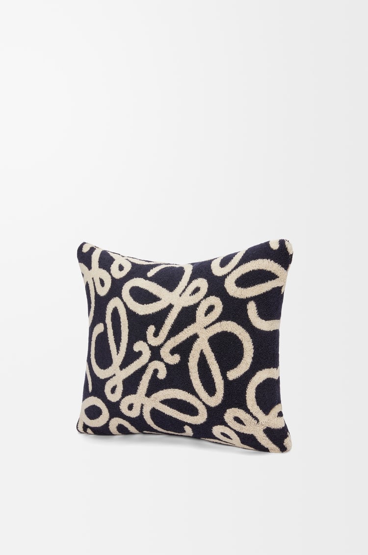 LOEWE Cojín en algodón Azul Marino/Beige