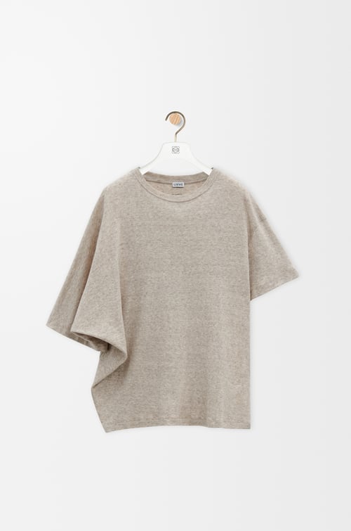 LOEWE Draped T-shirt in cotton and wool Beige