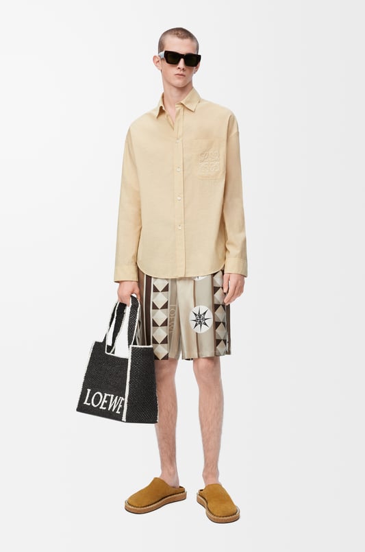 LOEWE Shorts in silk Beige/Multicolor