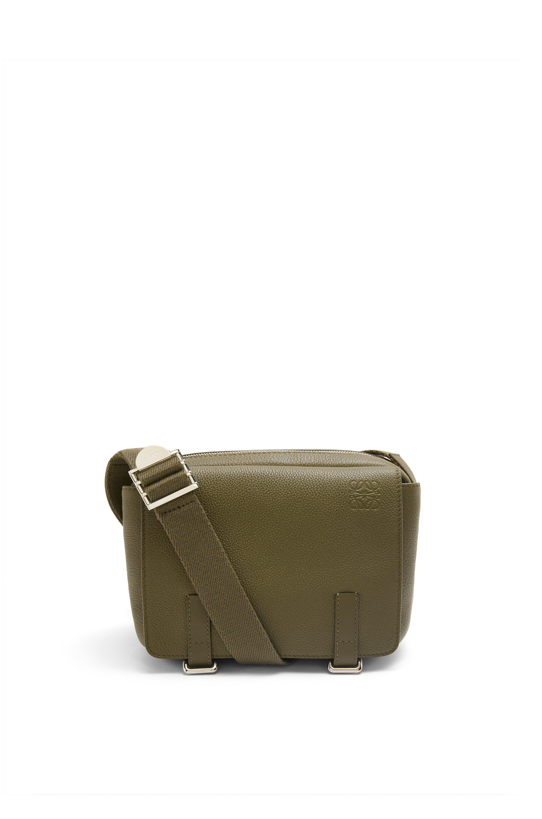 XS Military messenger bag in soft grained calfskin Dark Khaki Green LOEWE