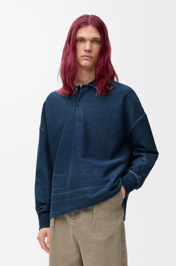 LOEWE Polo sweatshirt in cotton Indigo Blue