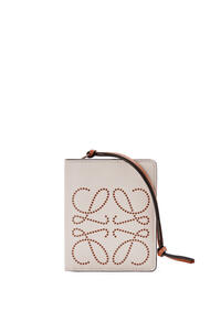 LOEWE Brand compact zip wallet in calfskin Light Oat/Tan
