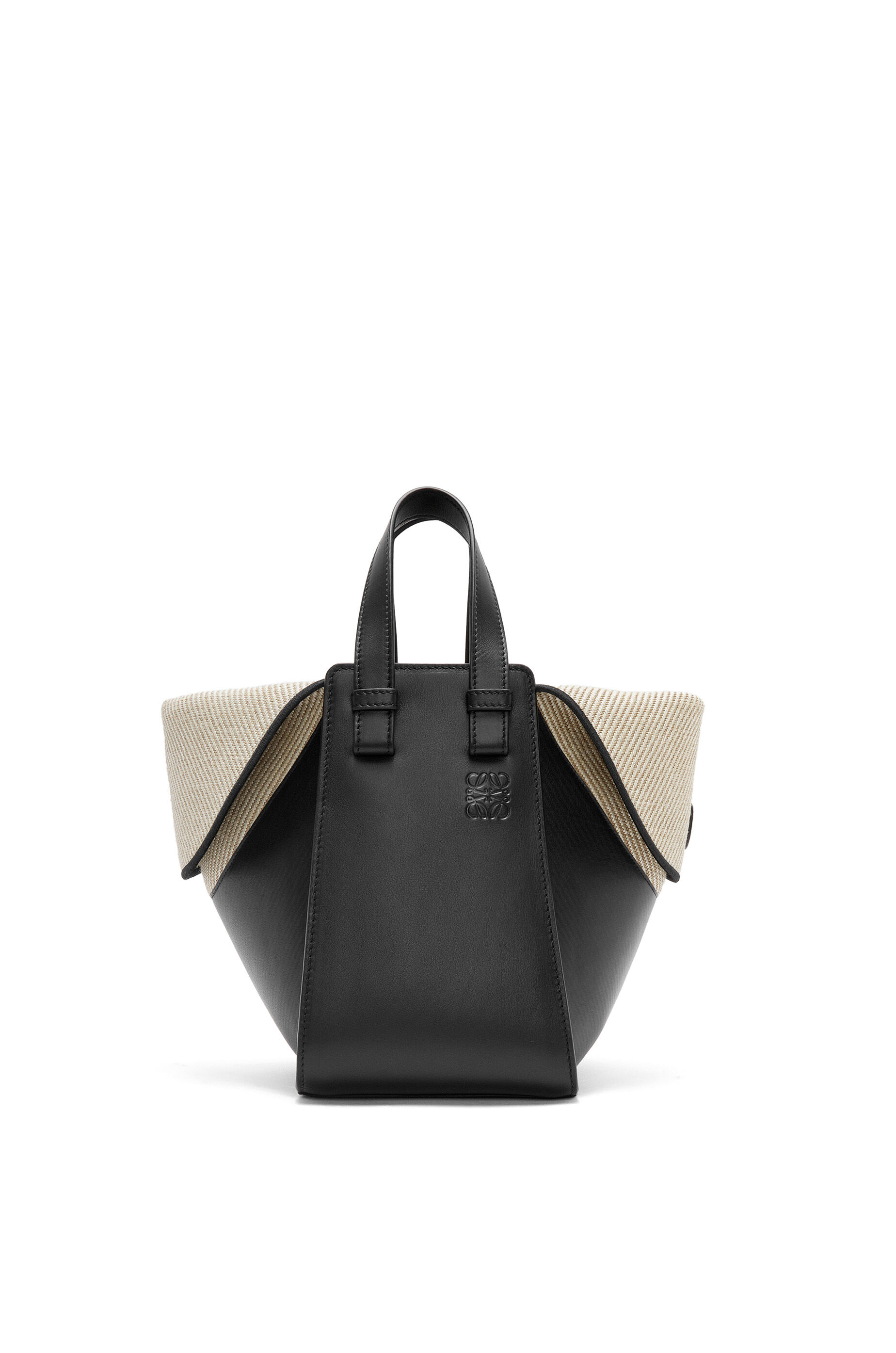 ハンモックバッグ コンパクト（スムースカーフ&キャンバス） ブラック - LOEWE