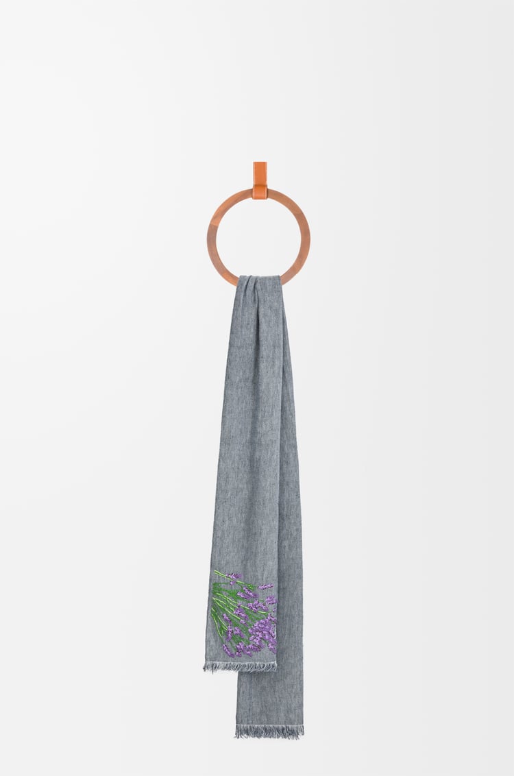 LOEWE Scarf in linen Dark Navy Blue