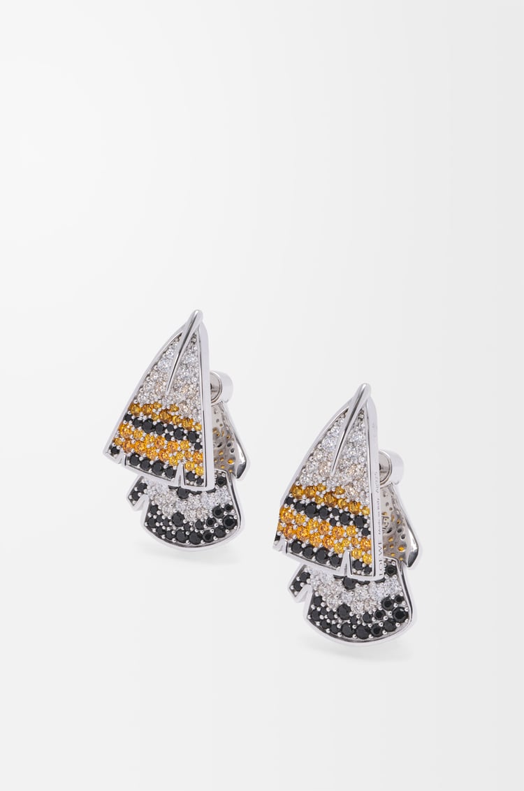 LOEWE Feather earrings in sterling silver and crystals  Silver/Orange