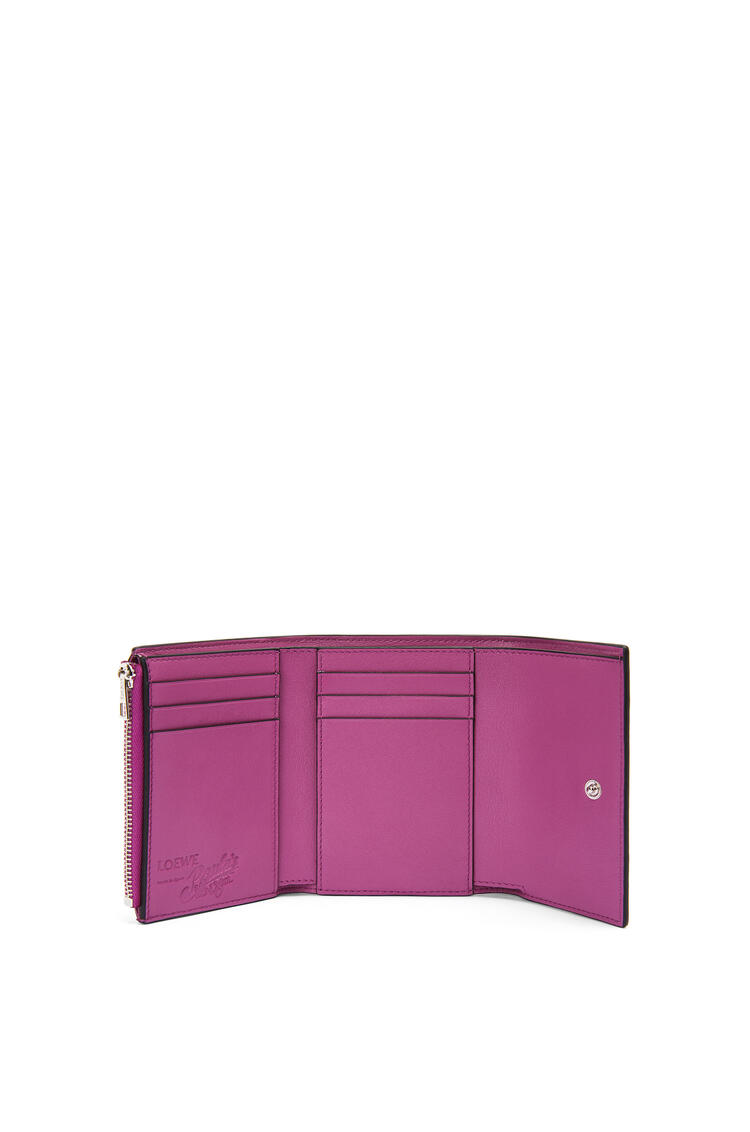 LOEWE 瓶蓋圖案經典小牛皮小款直式皮夾 Coral Pink/Bright Purple