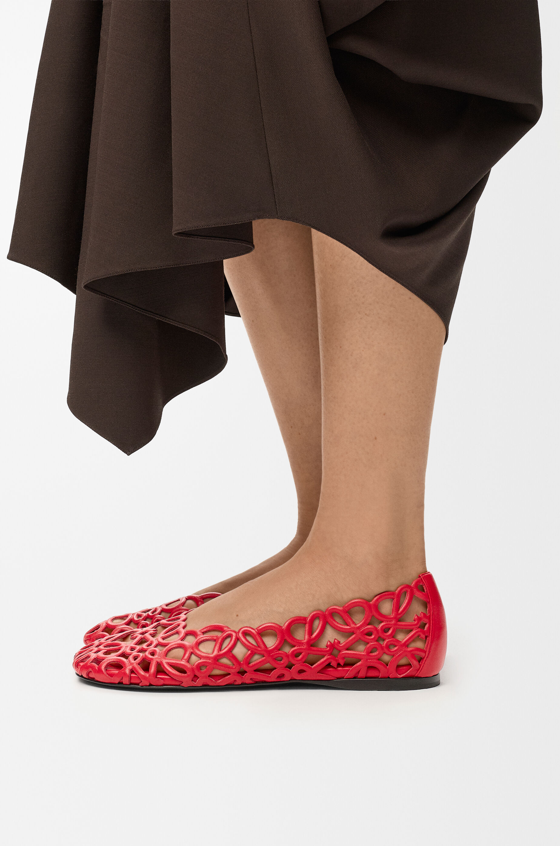 Petal Anagram ballerina in lambskin Red - LOEWE USA Official Website