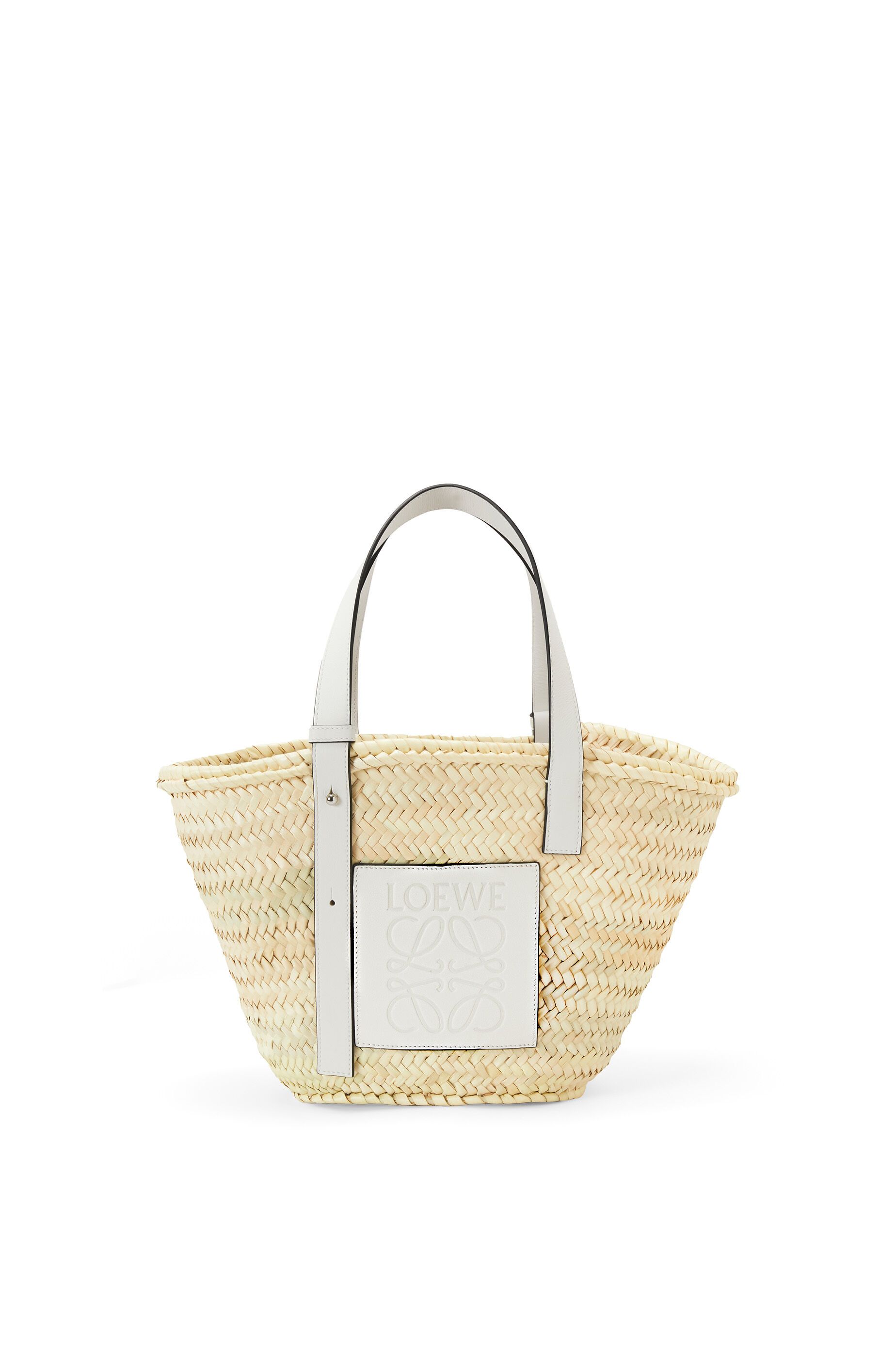 バスケットバッグ (ヤシの葉&カーフ) ナチュラル/ホワイト - LOEWE バスケットバッグ (ヤシの葉&カーフ) ナチュラル/ホワイト - LOEWE
