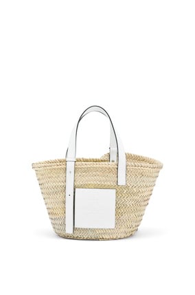 LOEWE Bolso tipo cesta en hoja de palma y piel de ternera Natural/Blanco plp_rd