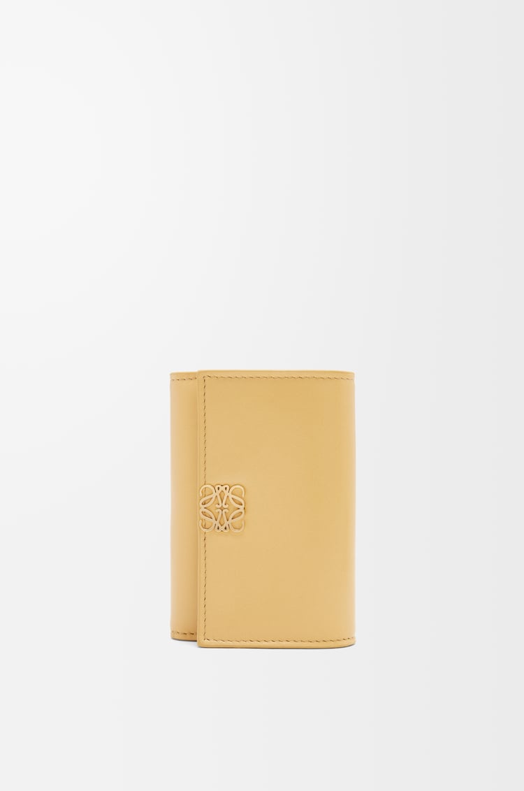 LOEWE Puffer Anagram small vertical wallet in shiny nappa calfskin Dark Butter