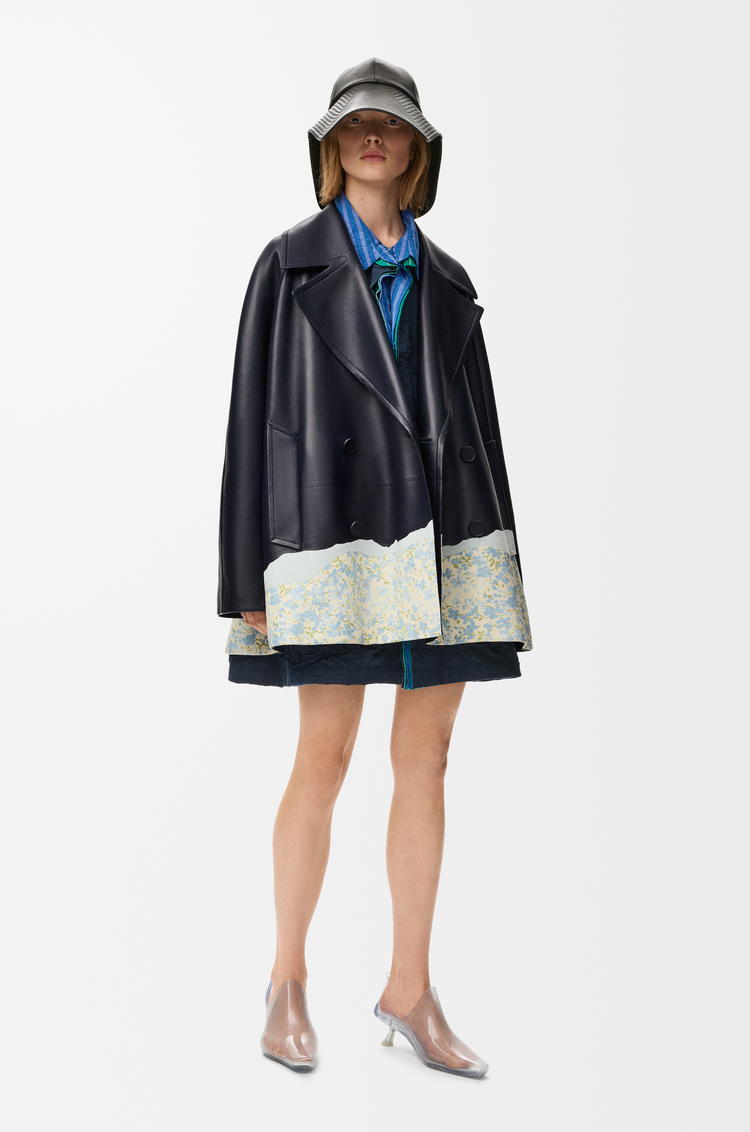 LOEWE Abrigo marinero en piel napa de cordero Azul Marino Oscuro