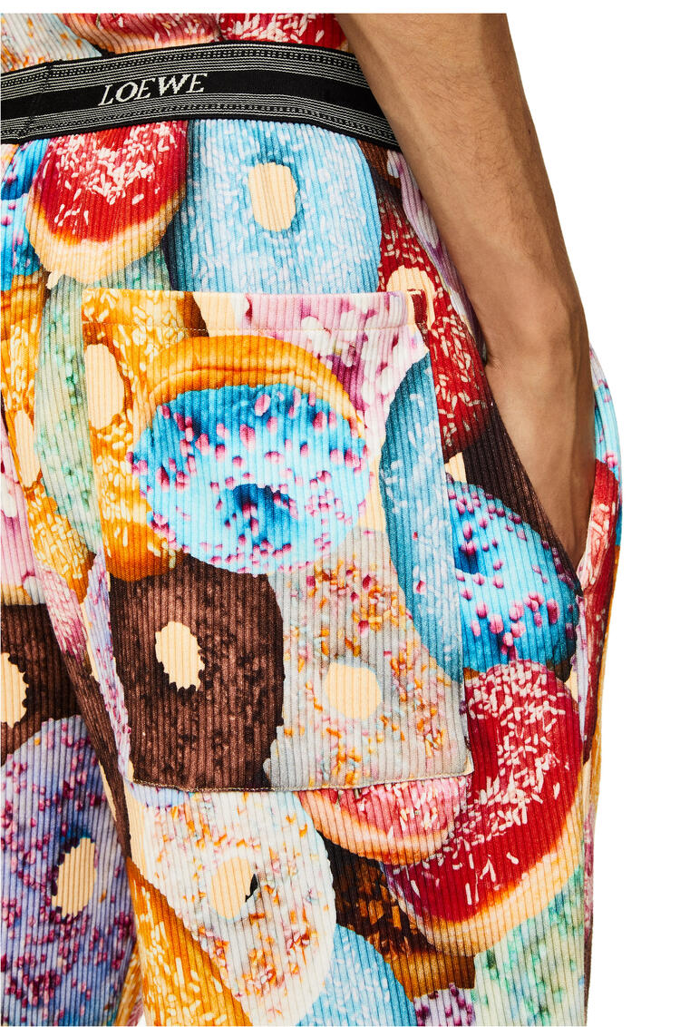 LOEWE Pantalón corto en algodón acanalado con estampado de donuts Multicolor