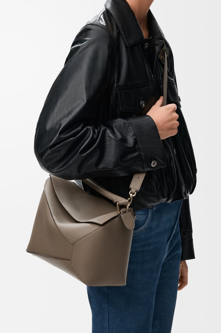 LOEWE Medium Puzzle Edge bag in soft grained calfskin Taupe