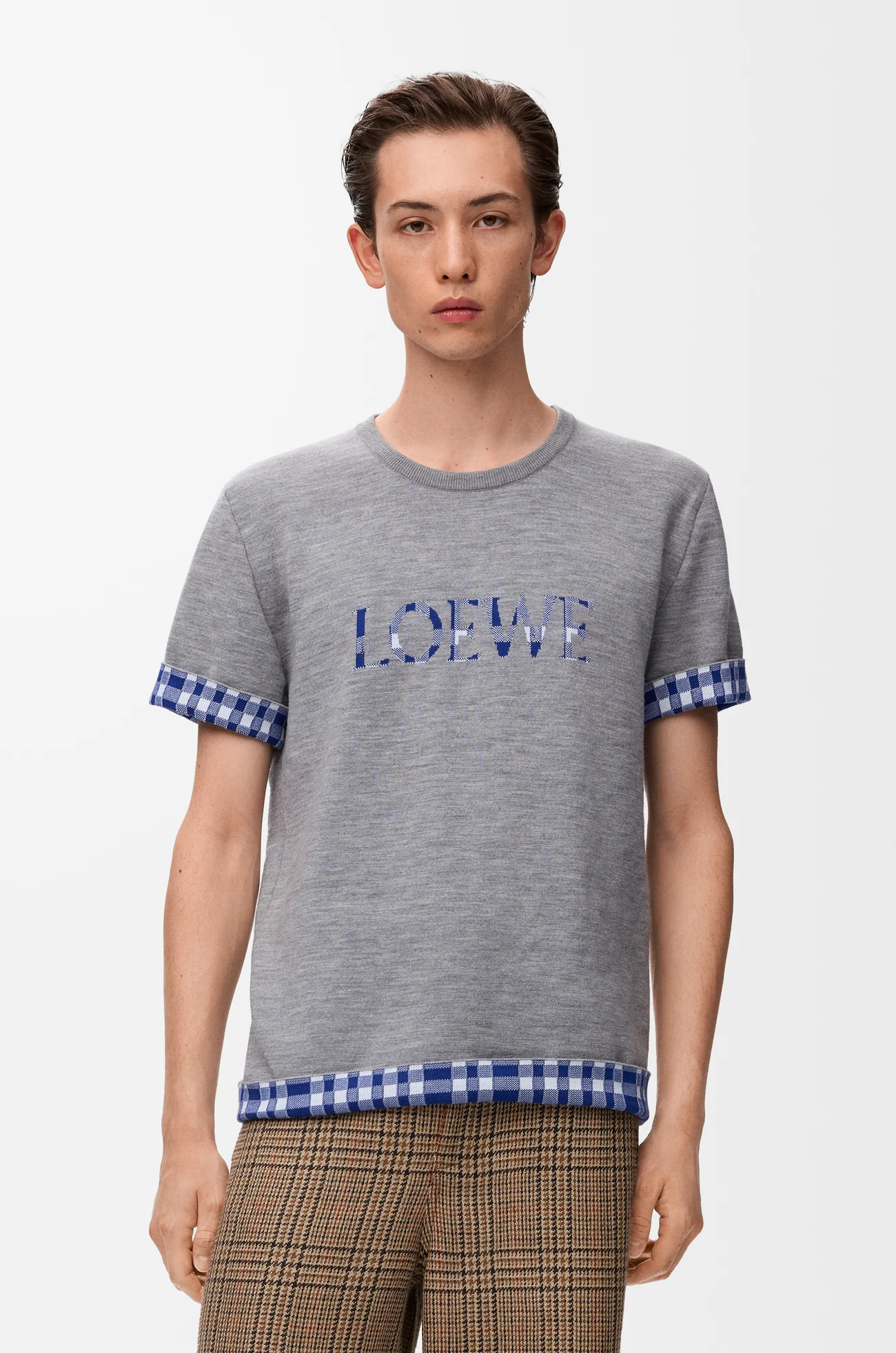 LOEWE Top in wool and cotton Grey/White