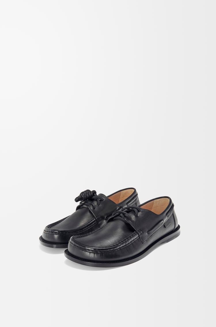 LOEWE Campo boat shoe in soft calfskin Black