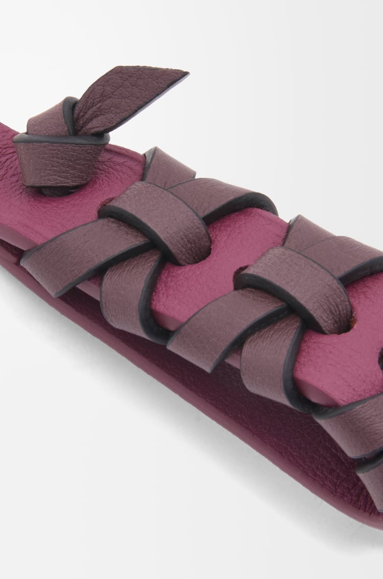 LOEWE Cross braided keyring in classic calfskin Crimson/Dark Burgundy