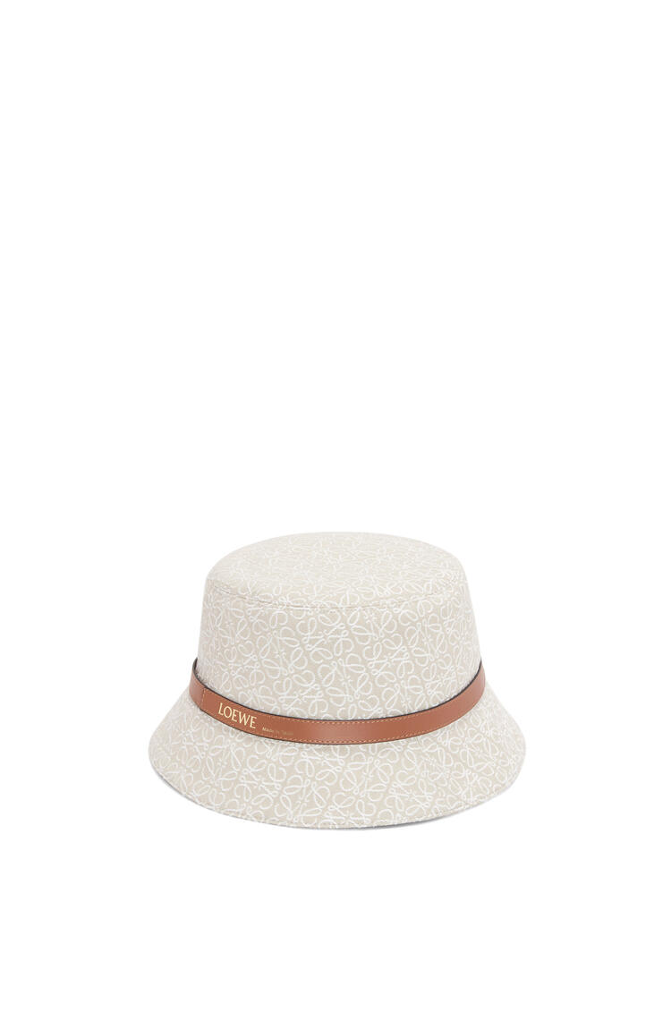 LOEWE Bucket hat in Anagram jacquard and calfskin Ecru/Soft White