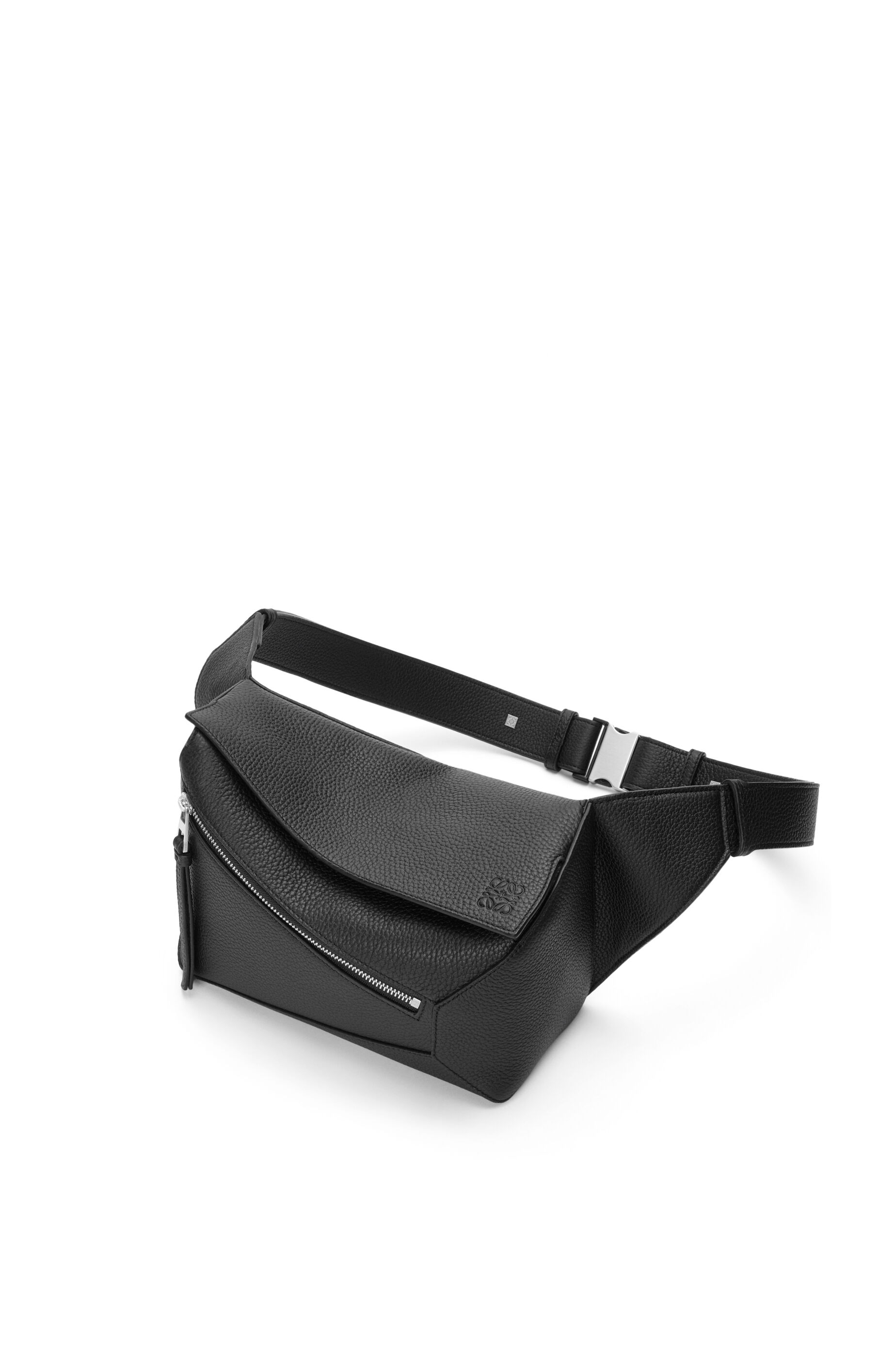 Small Puzzle bumbag in grained calfskin Black LOEWE