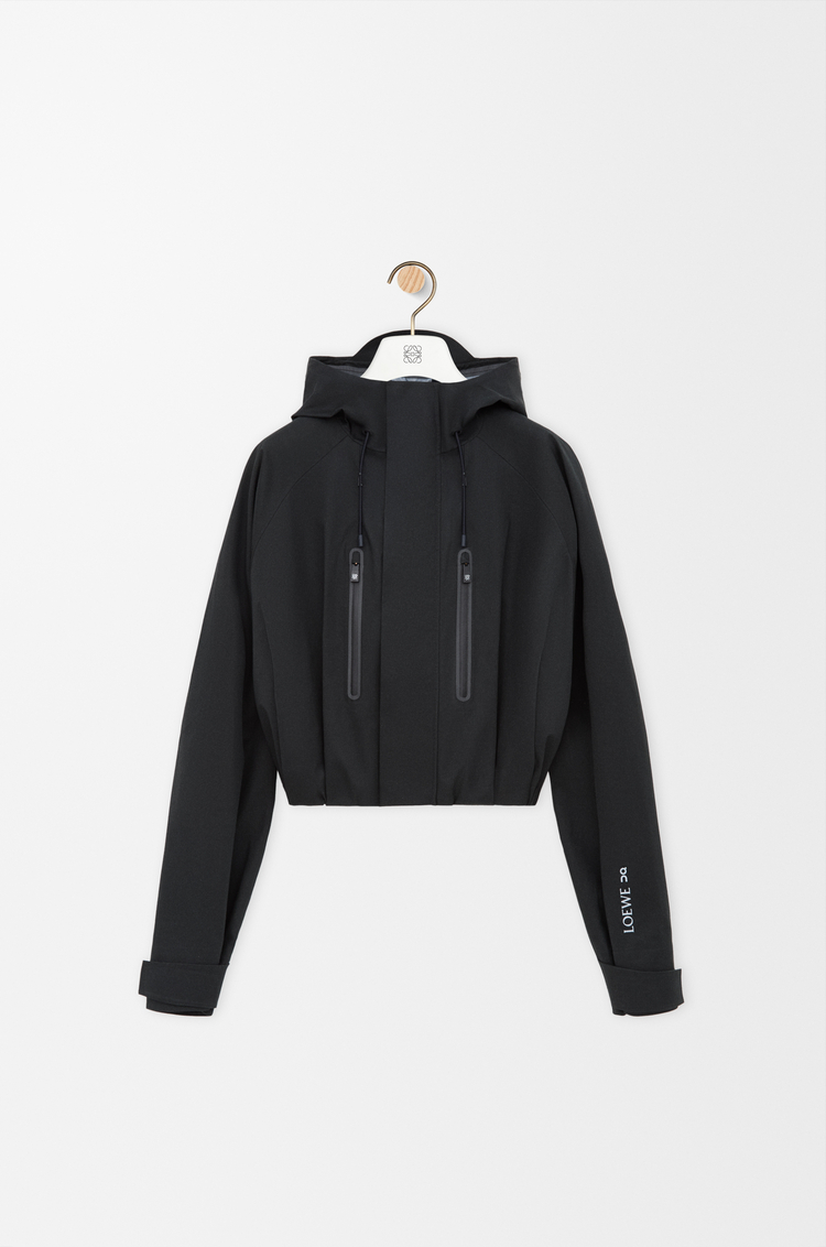 LOEWE Cropped parka in technical cotton shell Black