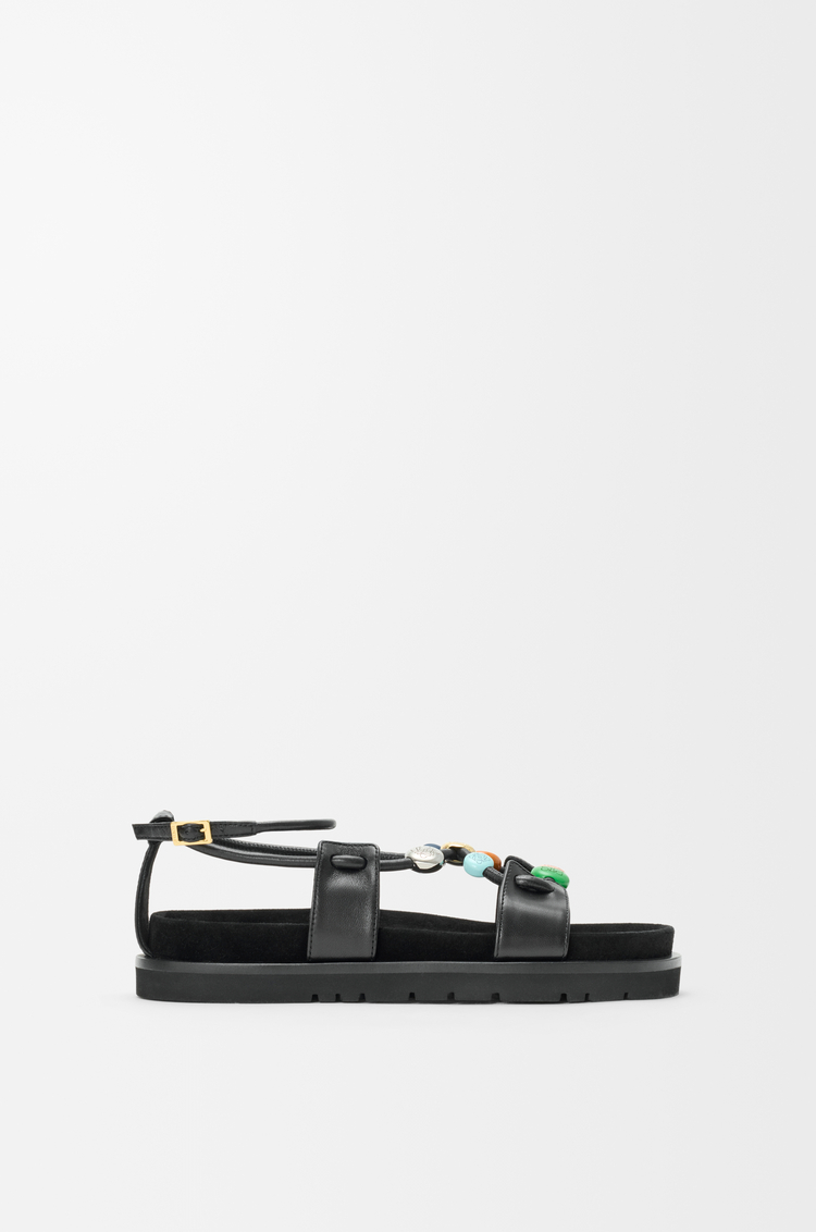 LOEWE 纳帕羊皮革 Pebble Beads fussbett 凉鞋 黑色