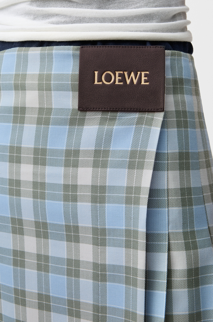 LOEWE Pleated skirt in wool blend Light Blue/White