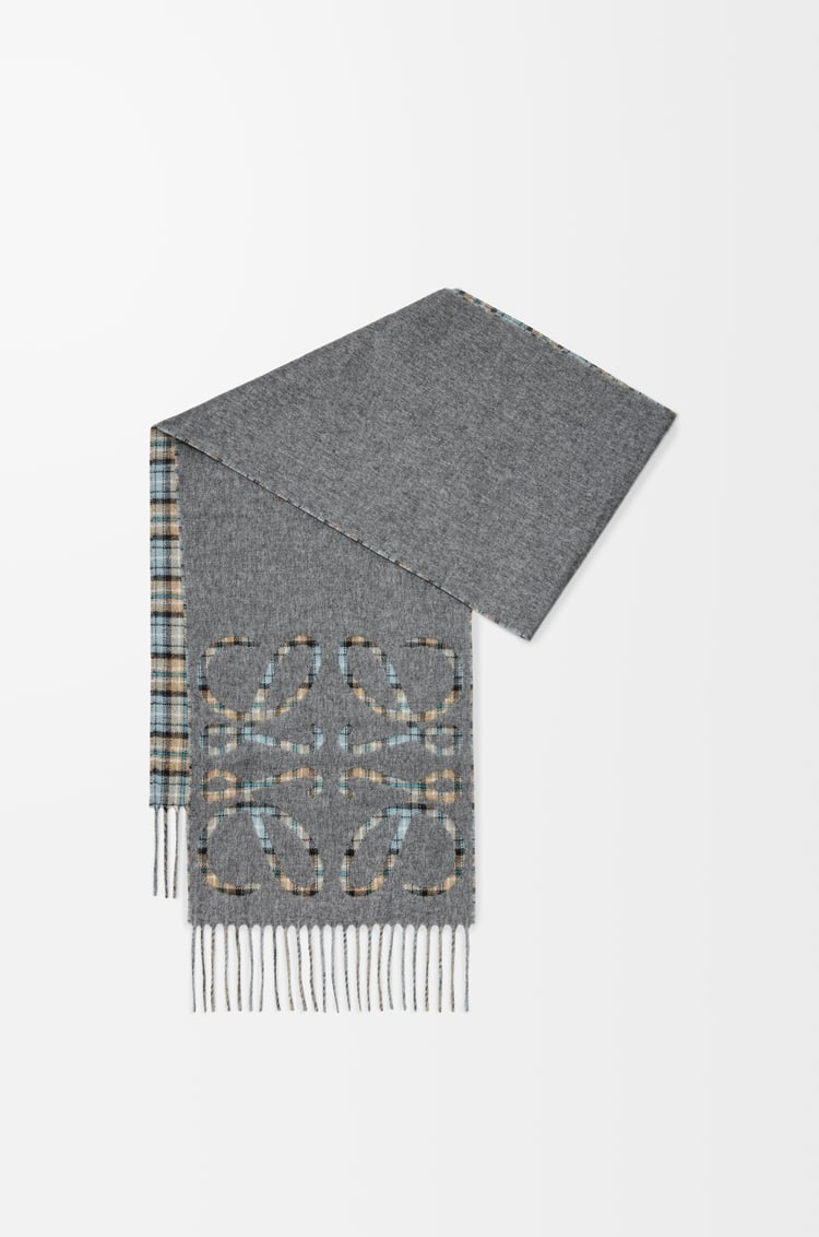 LOEWE Anagram scarf in silk and cashmere Anthracite/Grey/Beige
