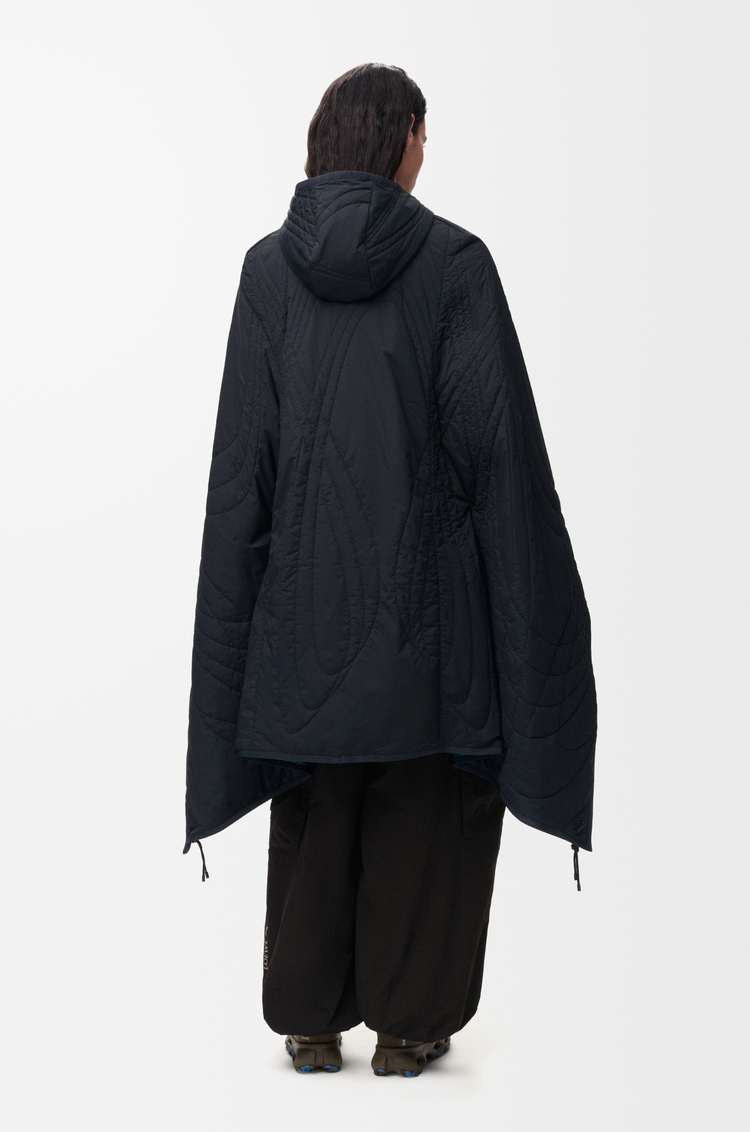 LOEWE Quilted poncho in technical shell Black/Multicolor
