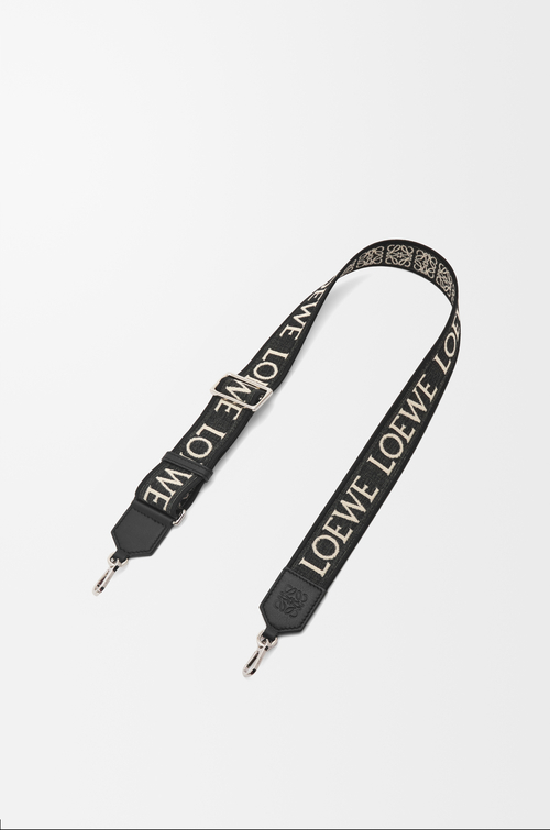 LOEWE 緹花織和小牛皮 Anagram 肩帶 黑色