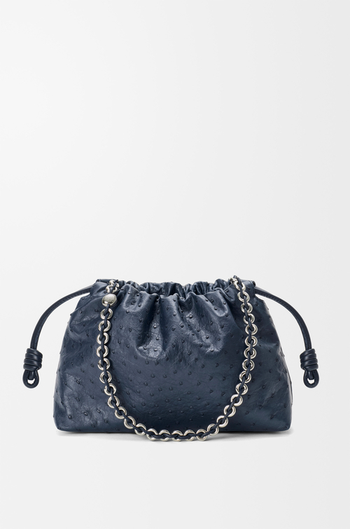 LOEWE Flamenco purse moyen en cuir d’autruche Bleu Marine Profond