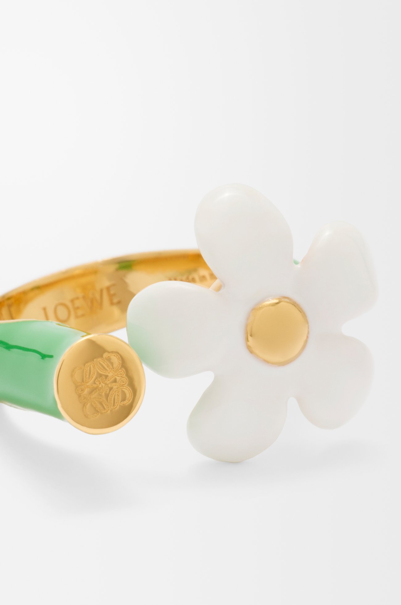 LOEWE Flor ring in sterling silver and enamel Gold/White