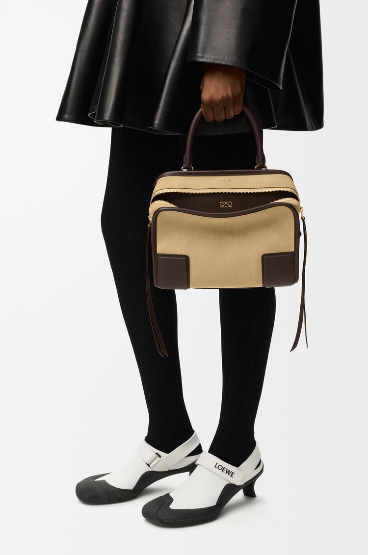 LOEWE Petit sac Amazona 180 en cuir velours Oro/Chocolat