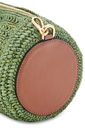 LOEWE Bracelet pouch in raffia and calfskin Green/Tan