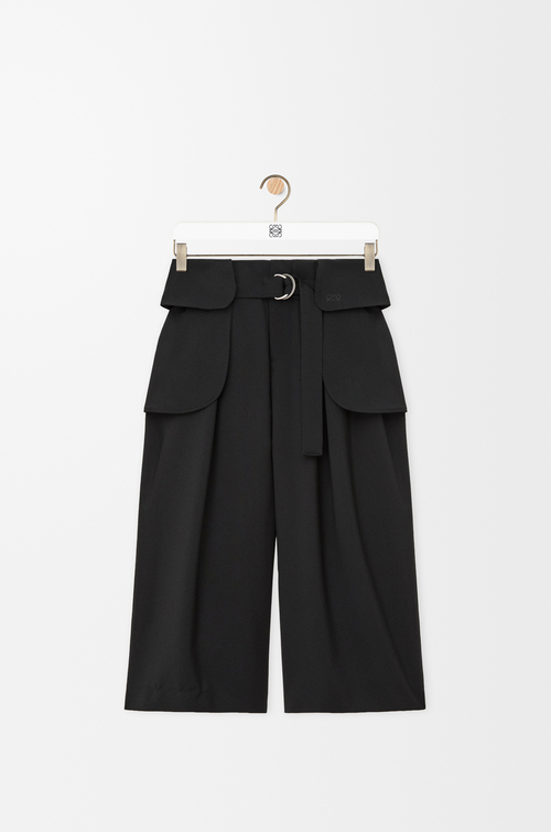 LOEWE Verkürzte Cargohose aus Wolle Schwarz