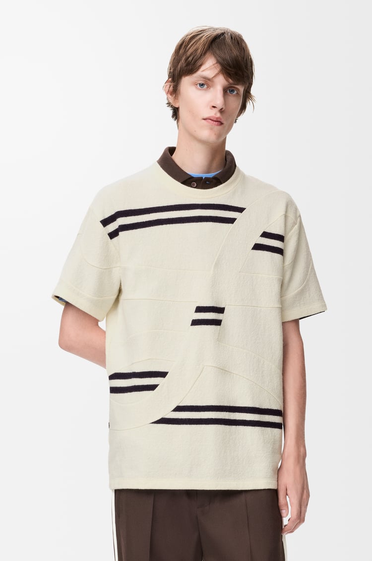 LOEWE Oversized fit T-shirt in wool White/Dark Navy