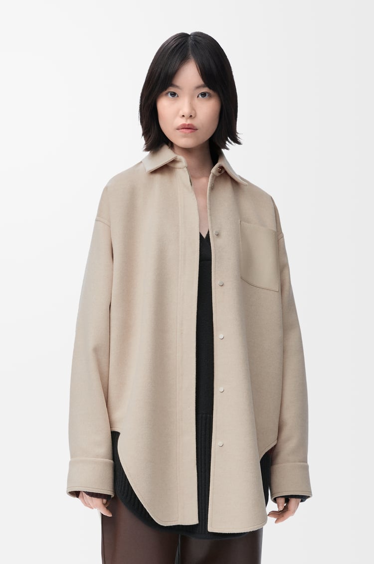 LOEWE 羊毛和喀什米爾夾克襯衫 淺混合米色