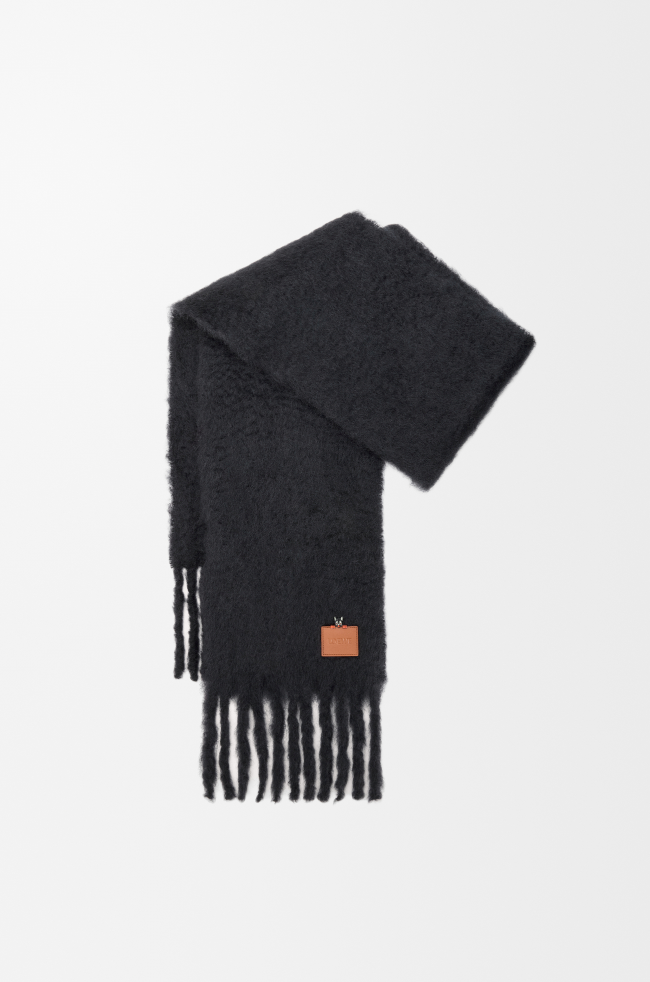 LOEWE Scarf in mohair and wool blend Black
