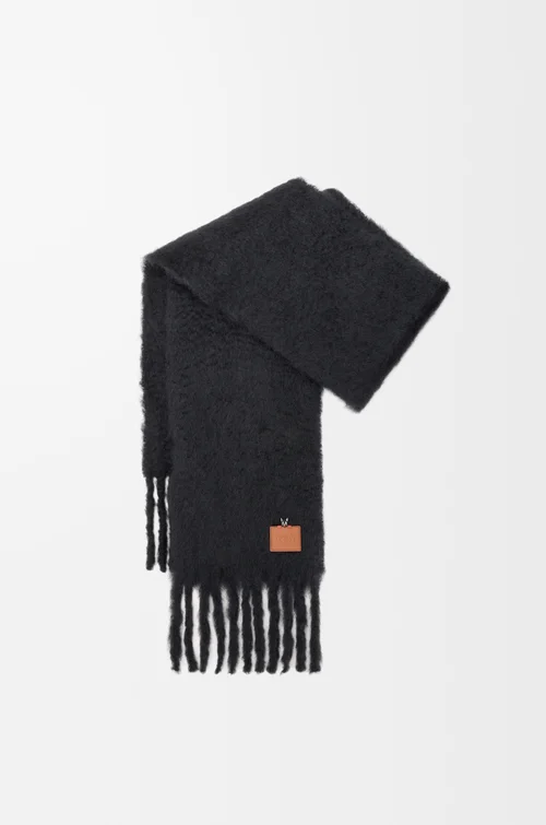 LOEWE Schal aus einer Mohair- und Wollmischung Schwarz