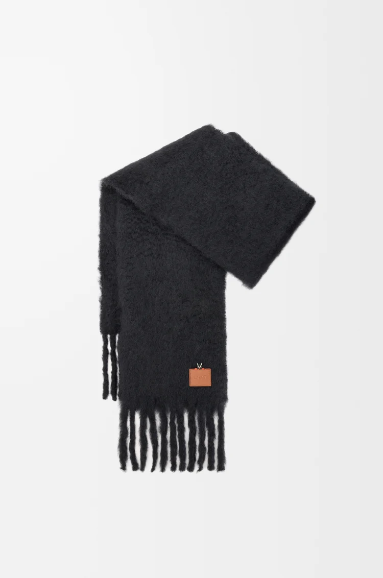 LOEWE Schal aus einer Mohair- und Wollmischung Schwarz
