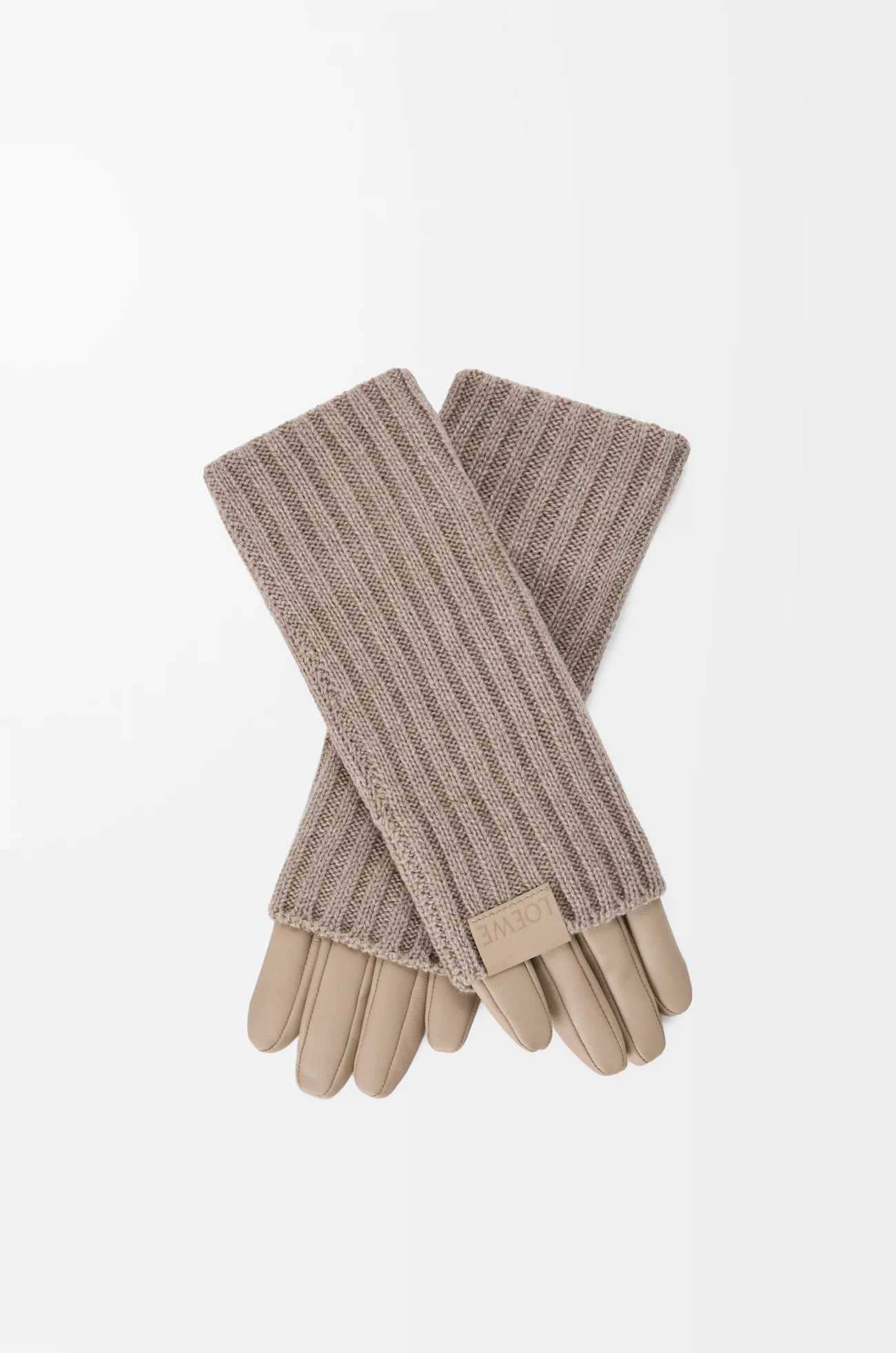 LOEWE Guantes en cashmere y piel napa de cordero Arena