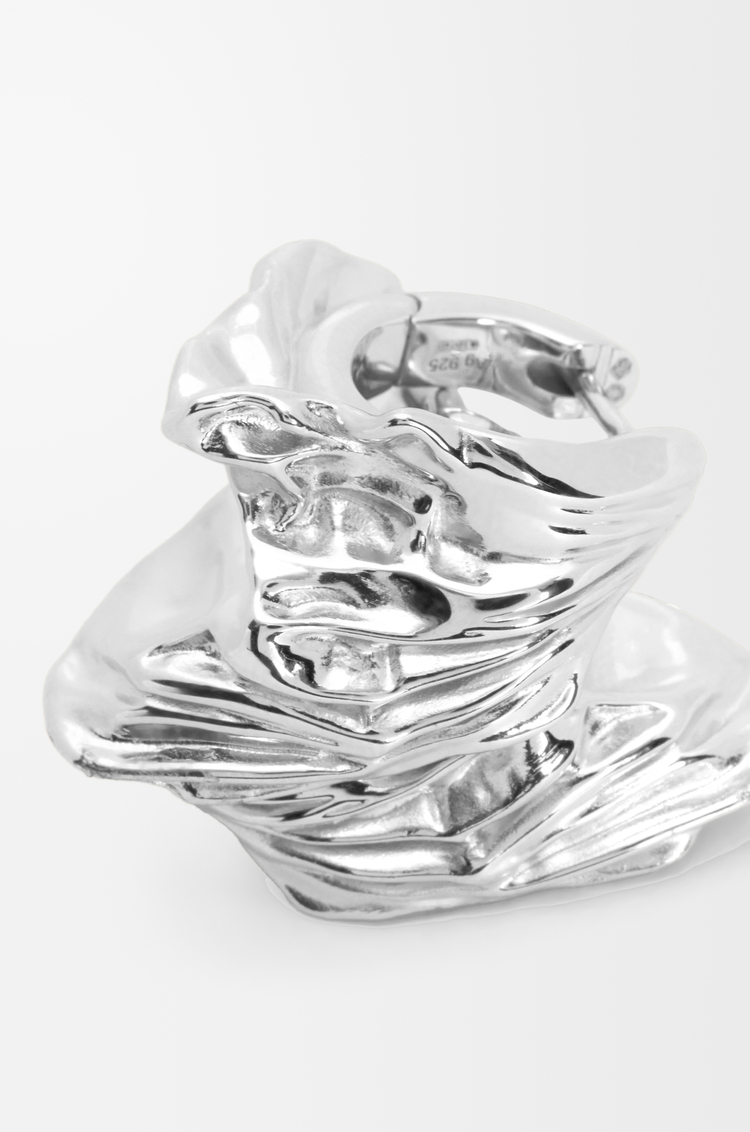 LOEWE Pleated Fan hoop earrings in sterling silver Silver